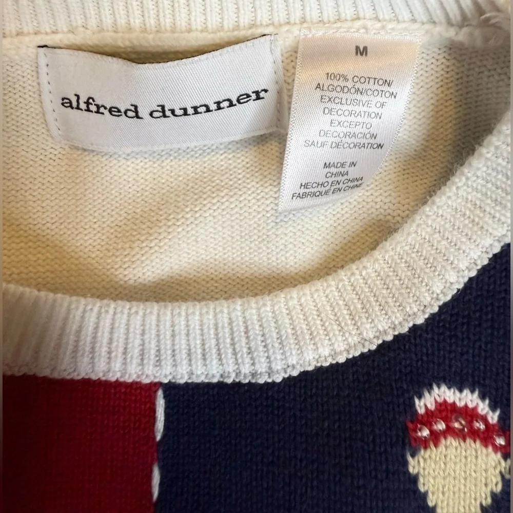 Alfred Dunner preppy Americana patriotic sweater 4th of July cotton size Med